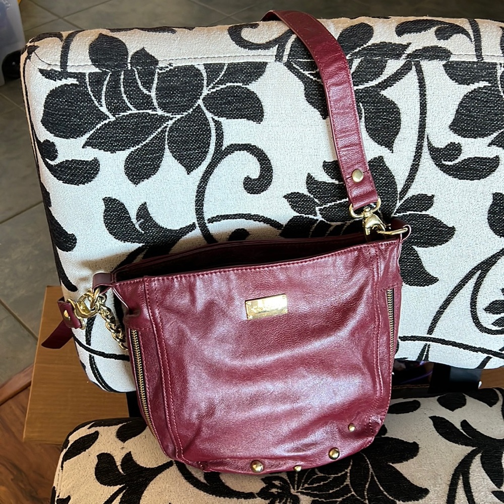 Beautiful Burgundy purse with both over shoulder and a short strap